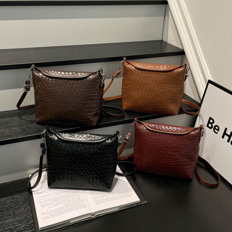 Woven Crossbody Top-Handle Shoulder Bag