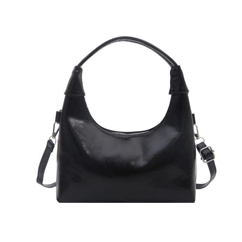 Glossy Crescent Shoulder Crossbody Top-Handle Bag view 11