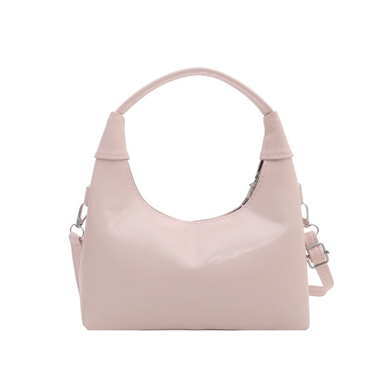 Glossy Crescent Shoulder Crossbody Top-Handle Bag view 12