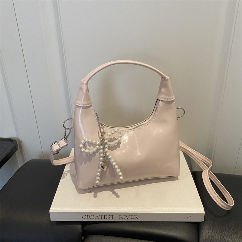 Glossy Crescent Shoulder Crossbody Top-Handle Bag view 4