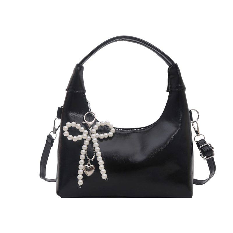 Glossy Crescent Shoulder Crossbody Top-Handle Bag view 6