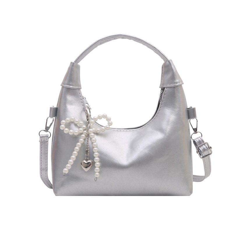 Glossy Crescent Shoulder Crossbody Top-Handle Bag view 9