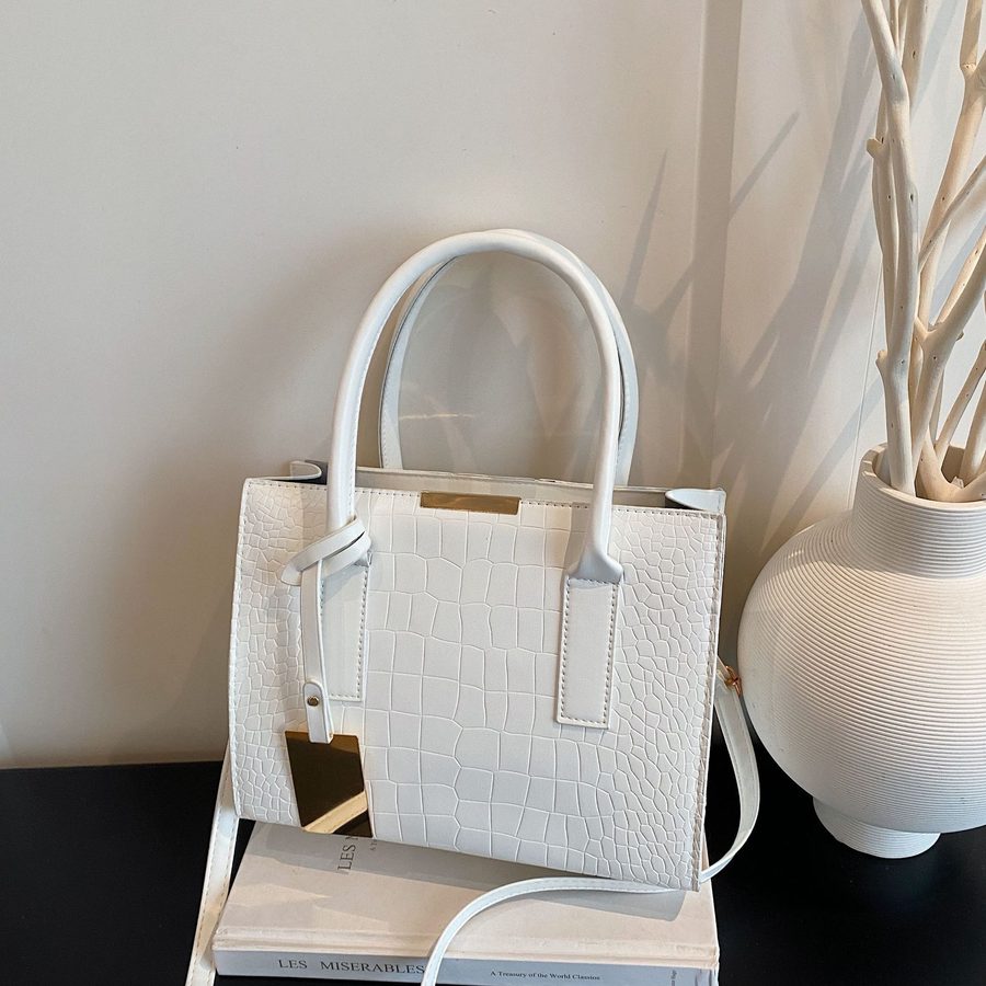 Stone Textured Top-Handle Crossbody Shoulder Bag