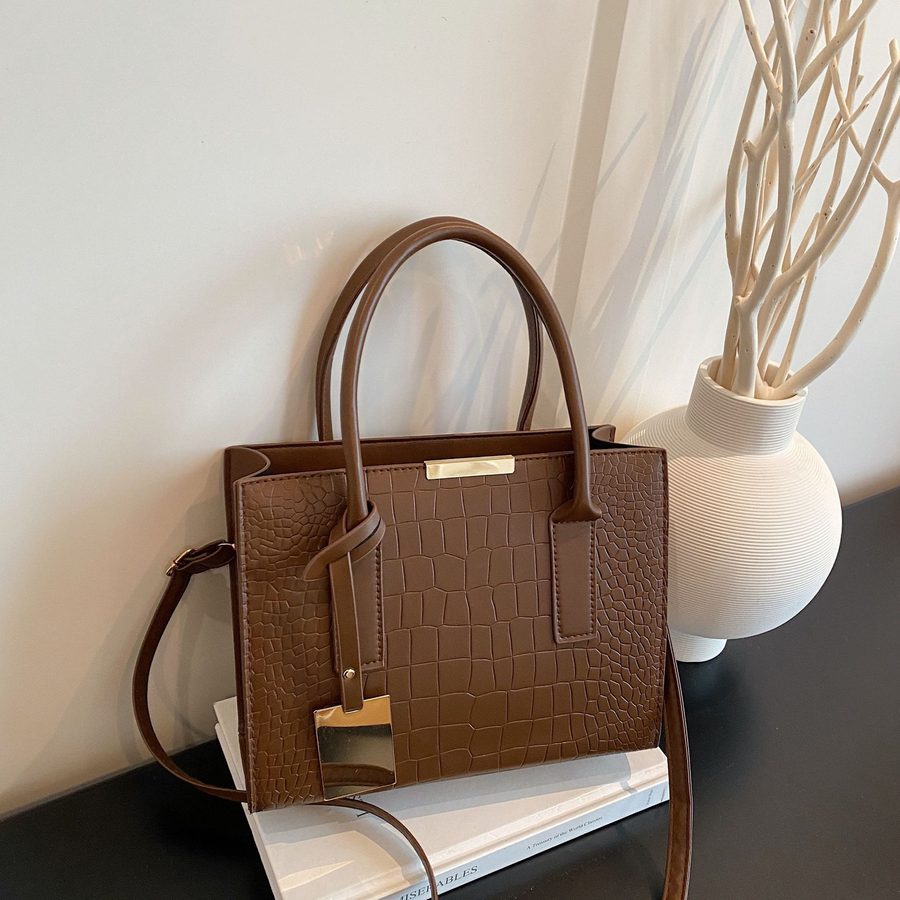 Stone Textured Top-Handle Crossbody Shoulder Bag view 3