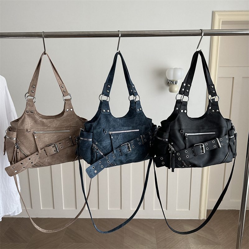 Studded Crossbody Top-Handle Shoulder Bag Large Capacity