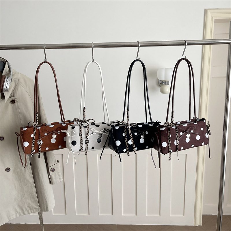Polka Dot Bow Crossbody Top-Handle Bag