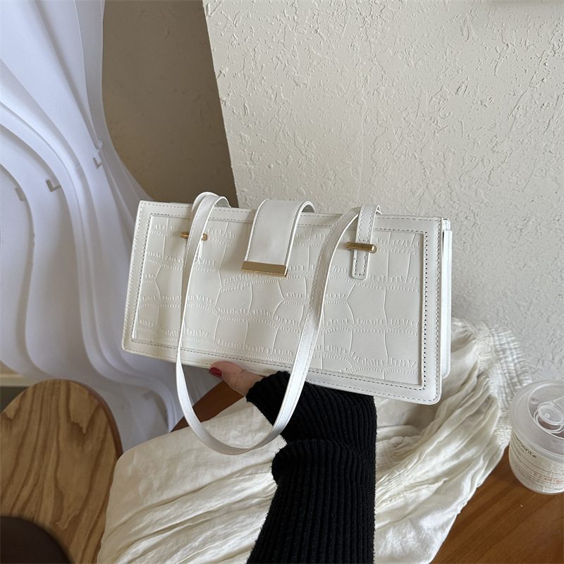 Stone Textured Square Shoulder Top-Handle Bag view 2