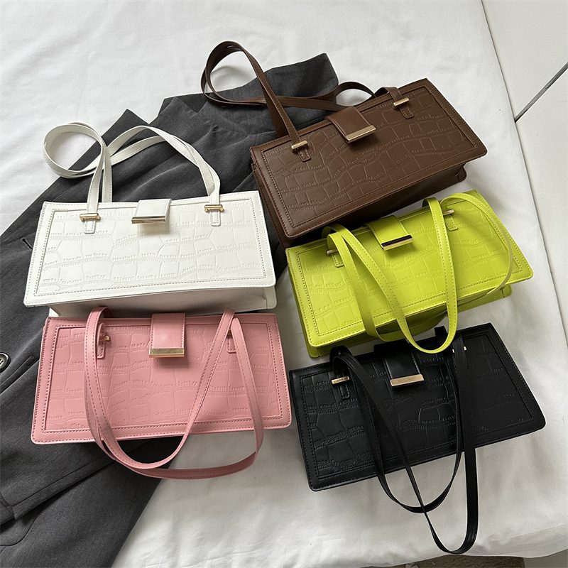 Stone Textured Square Shoulder Top-Handle Bag view 4