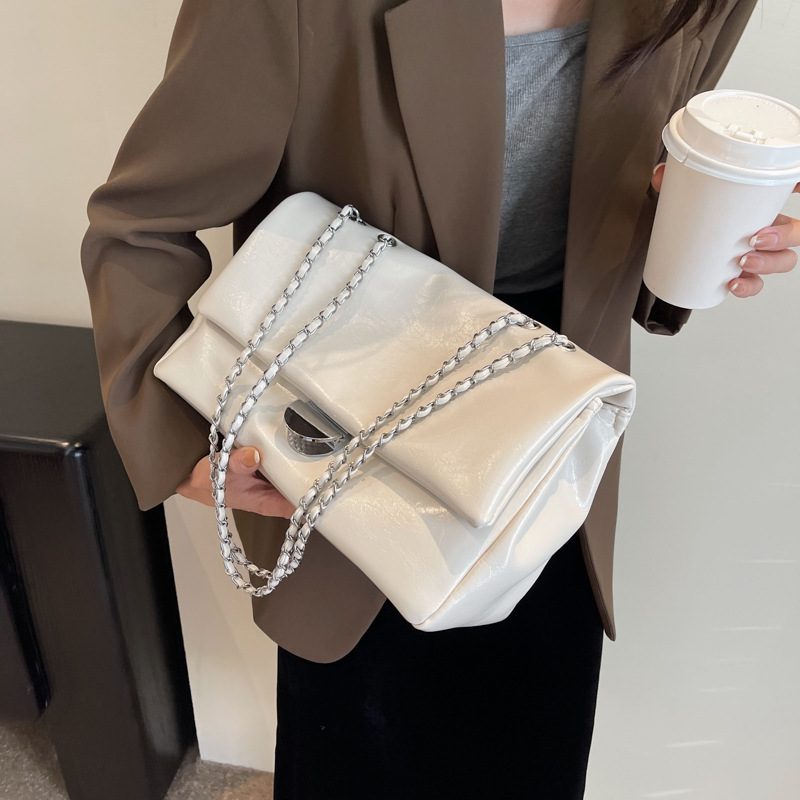 Glossy Waxed Leather Minimalist Crossbody Bag