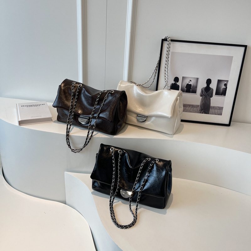 Glossy Waxed Leather Minimalist Crossbody Bag view 4