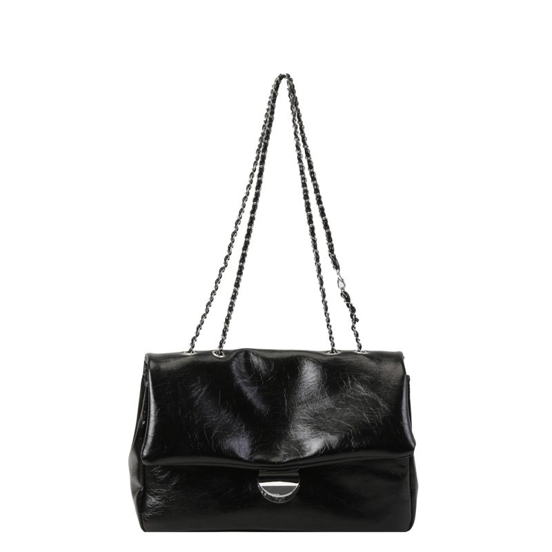 Glossy Waxed Leather Minimalist Crossbody Bag view 6