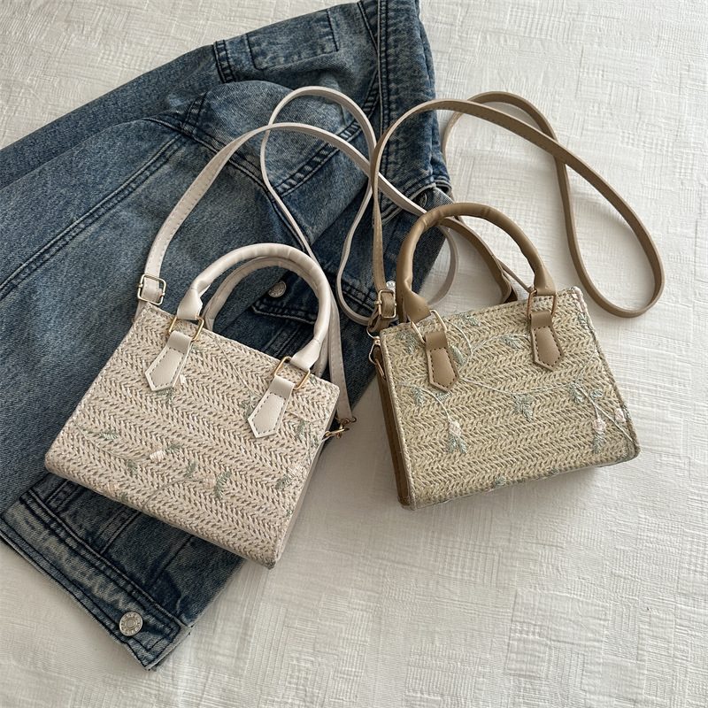 Woven Straw Beach Tote Crossbody Bag