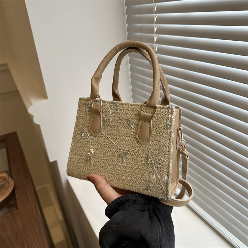 Woven Straw Beach Tote Crossbody Bag view 3