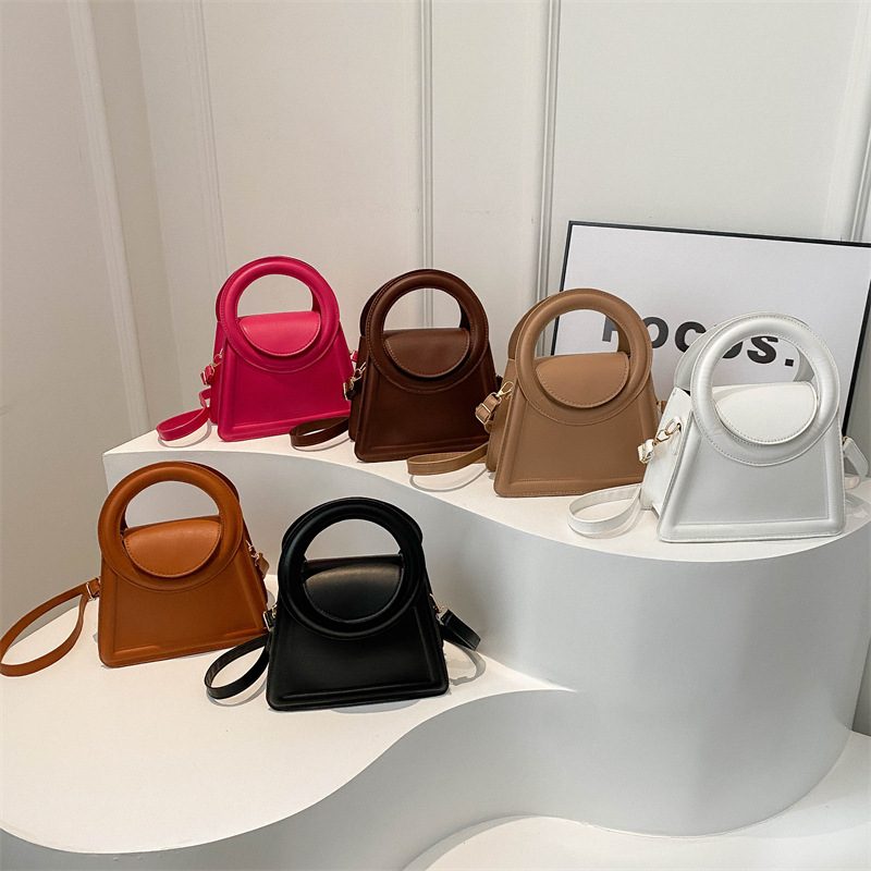 Minimalist Solid Top-Handle Crossbody Bag