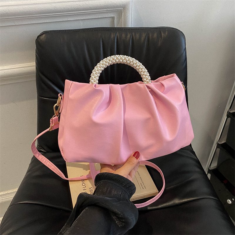Pearl Chain Cloud Pleated Shoulder Bag view 2