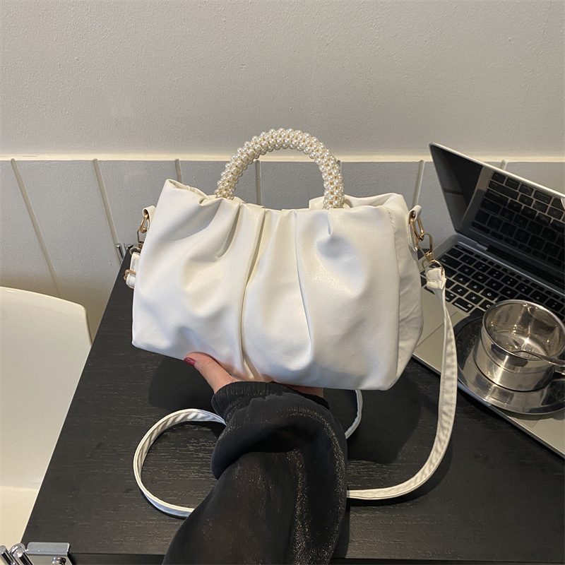 Pearl Chain Cloud Pleated Shoulder Bag view 3