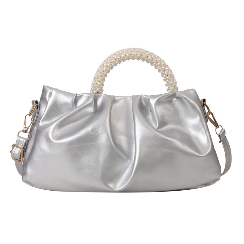Pearl Chain Cloud Pleated Shoulder Bag view 9