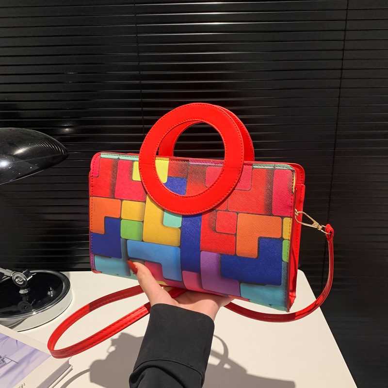 Plaid Color Block Small Square Shoulder Bag view 2
