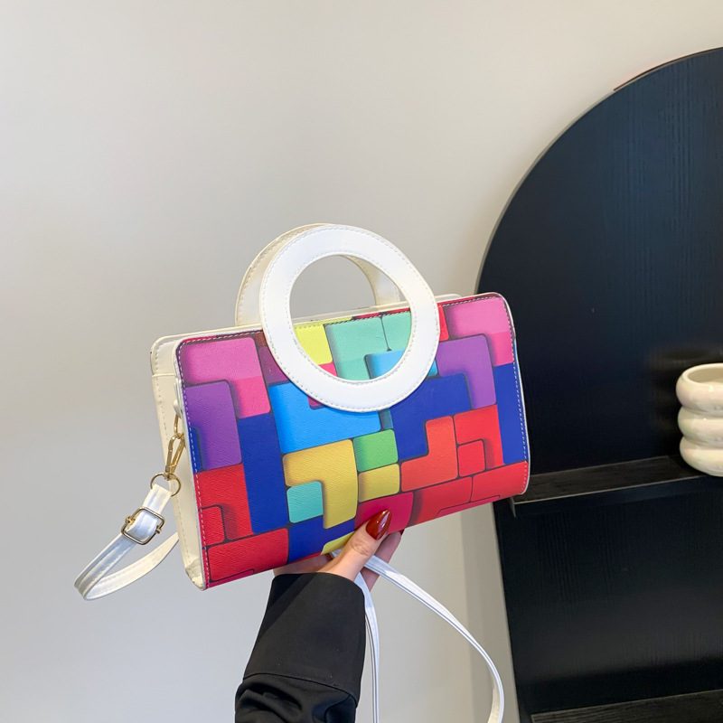 Plaid Color Block Small Square Shoulder Bag view 4