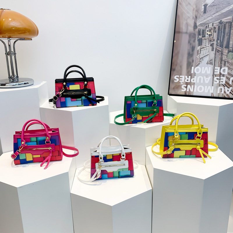 Color Block Geometric Small Square Crossbody Bag
