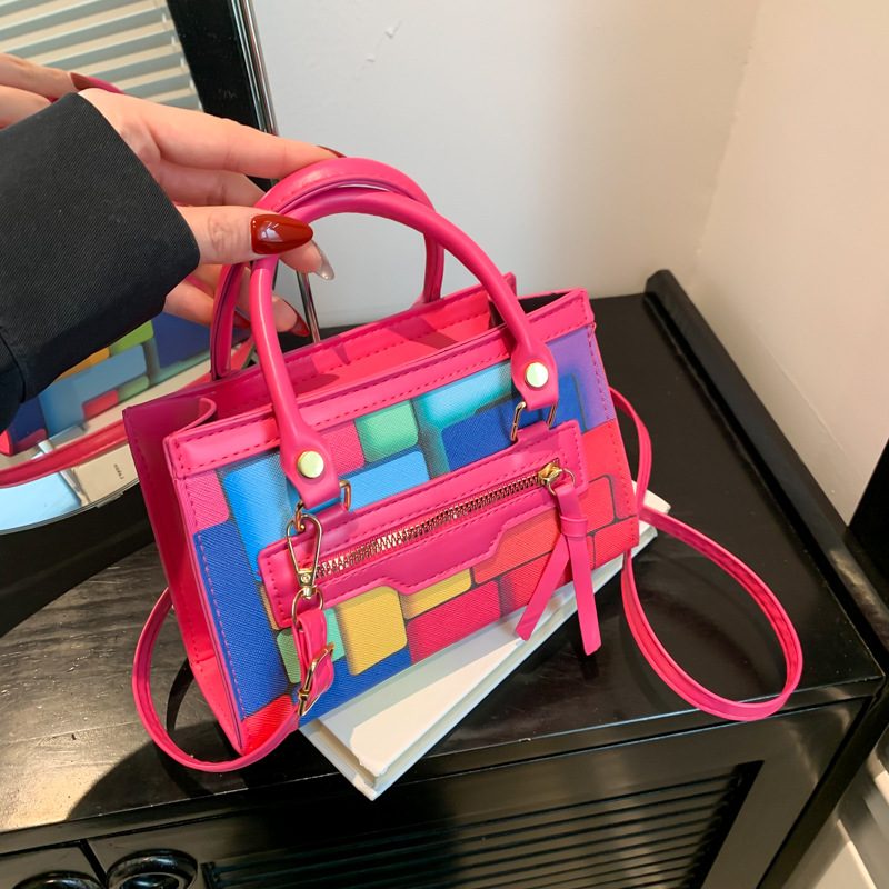 Tas Selempang Kotak Kecil Geometris Blok Warna view 3