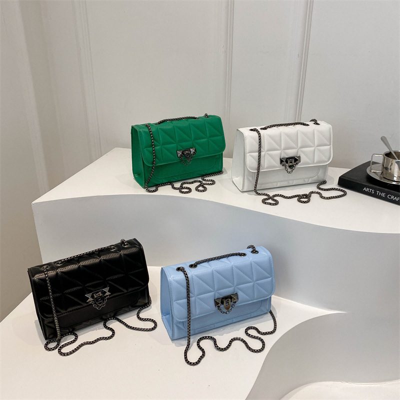 Embroidered Chain Crossbody Mini Square Bag