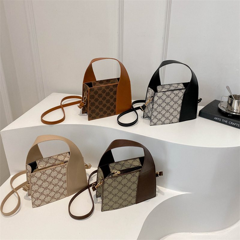 Spliced Top-Handle Crossbody Bag