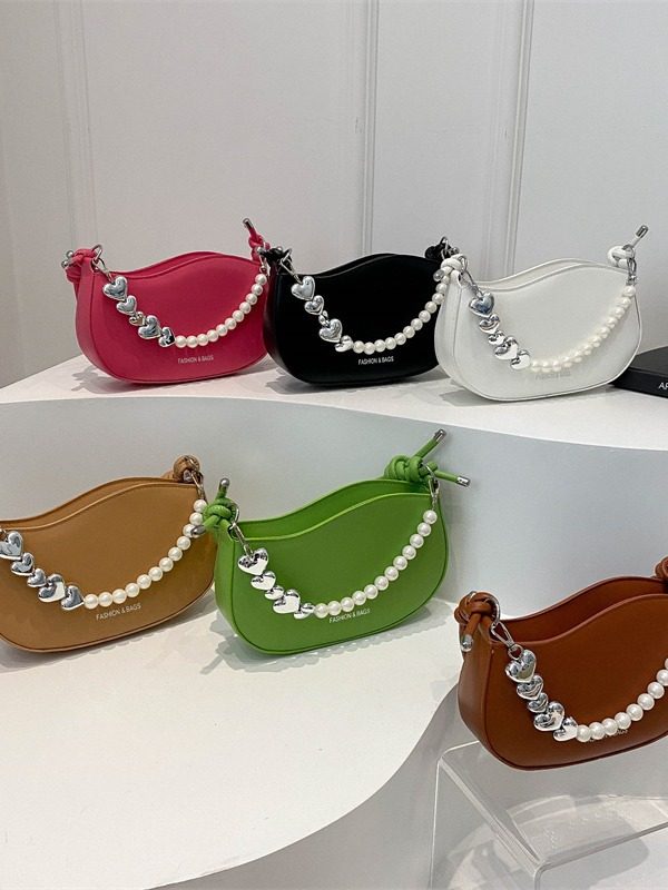 Pearl Chain Top-Handle Crossbody Bag