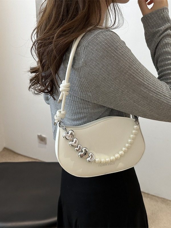Pearl Chain Top-Handle Crossbody Bag view 2