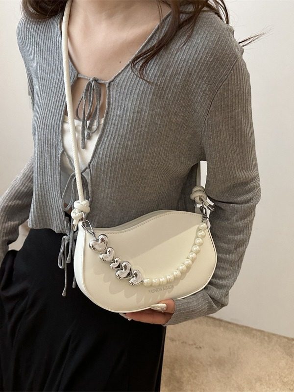 Pearl Chain Top-Handle Crossbody Bag view 3