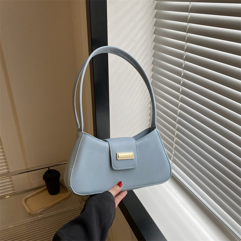 French Style Solid Color Baguette Shoulder Bag