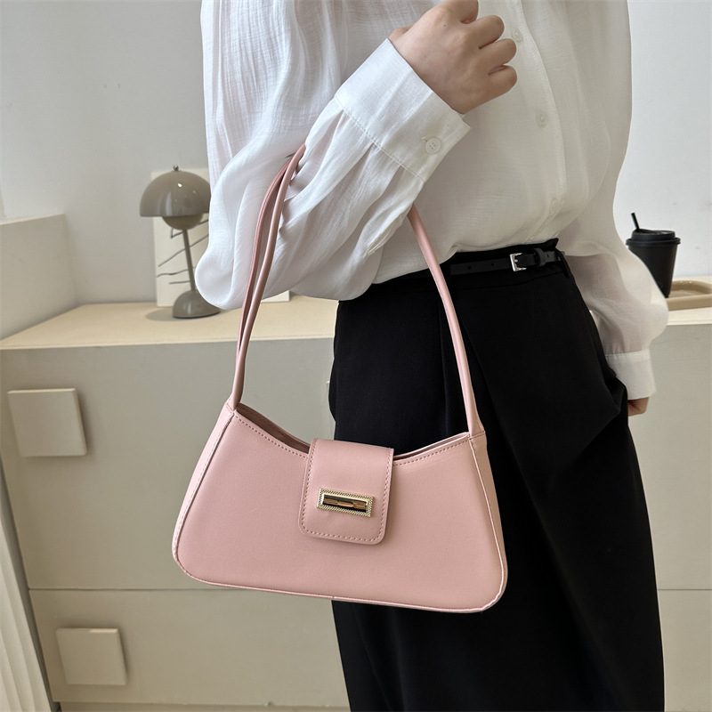 French Style Solid Color Baguette Shoulder Bag view 2