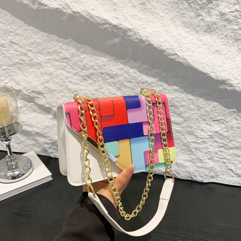 Color Block Chain Small Square Crossbody Bag view 2