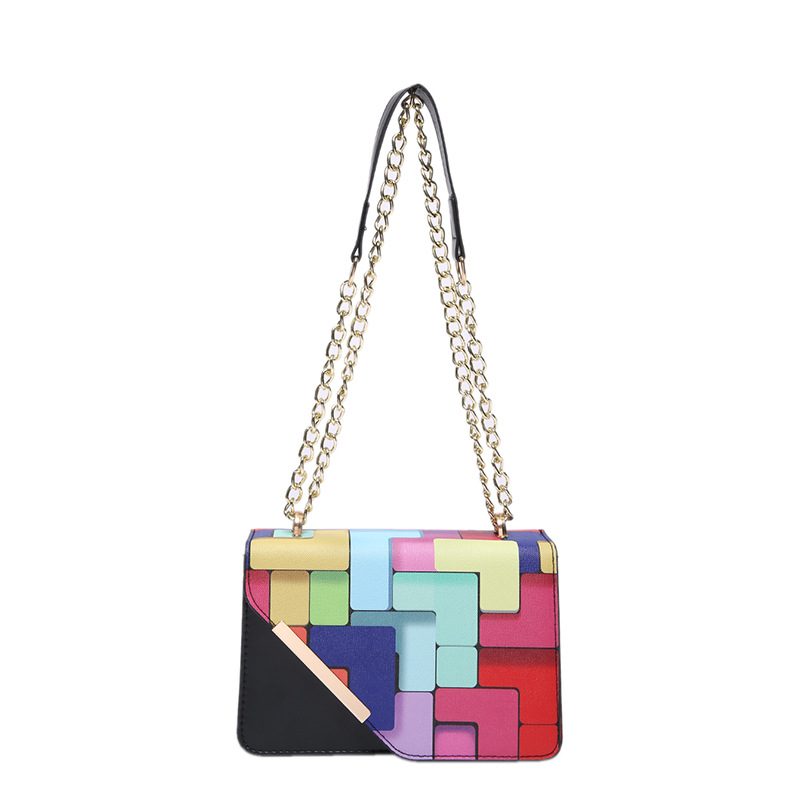 Color Block Chain Small Square Crossbody Bag view 5