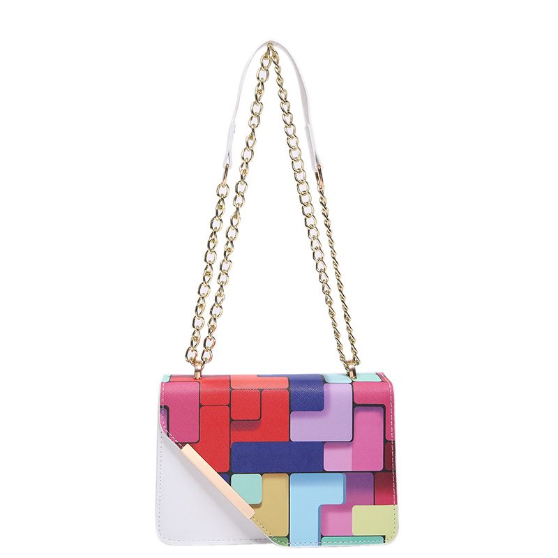 Color Block Chain Small Square Crossbody Bag view 6