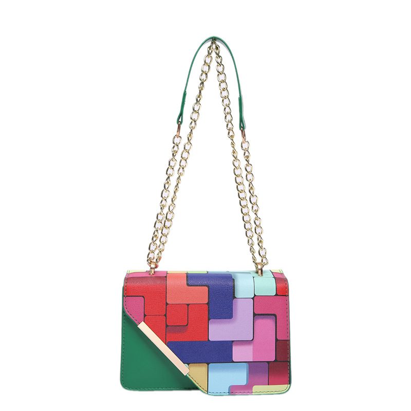 Color Block Chain Small Square Crossbody Bag view 8