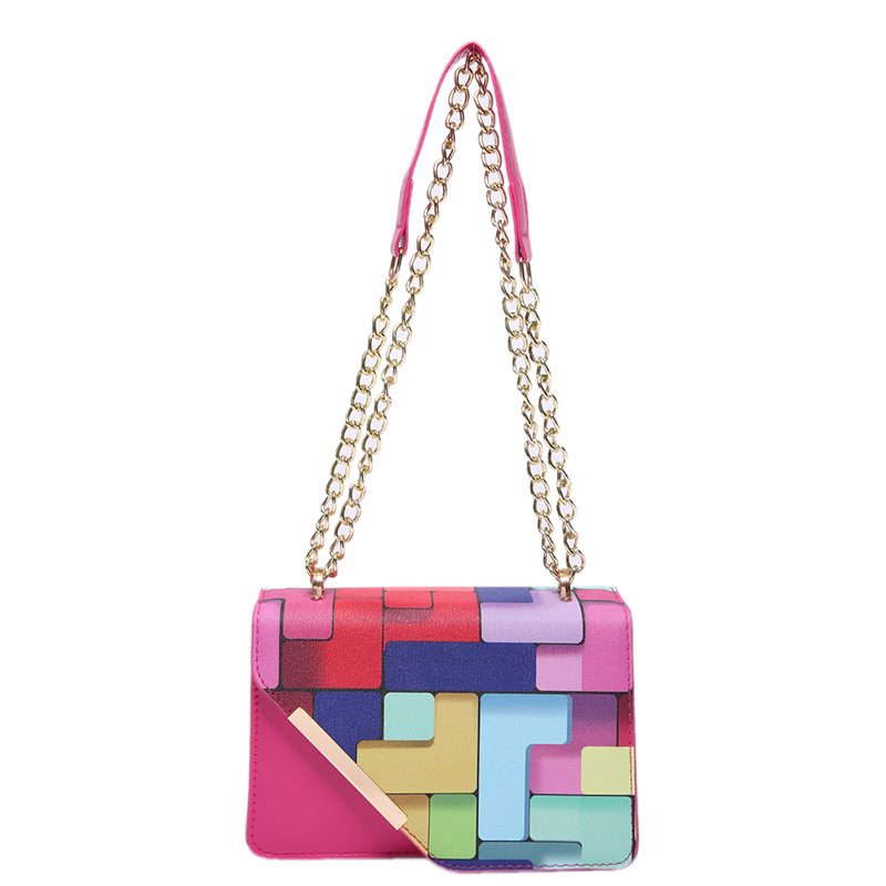 Color Block Chain Small Square Crossbody Bag view 9