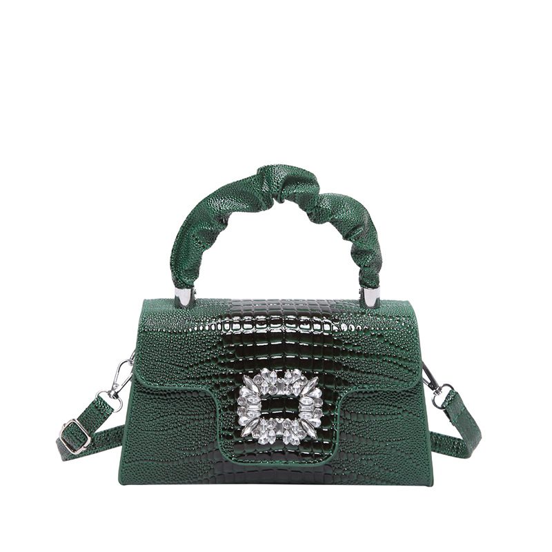 Crocodile Embossed Rhinestone Small Square Crossbody Bag view 11