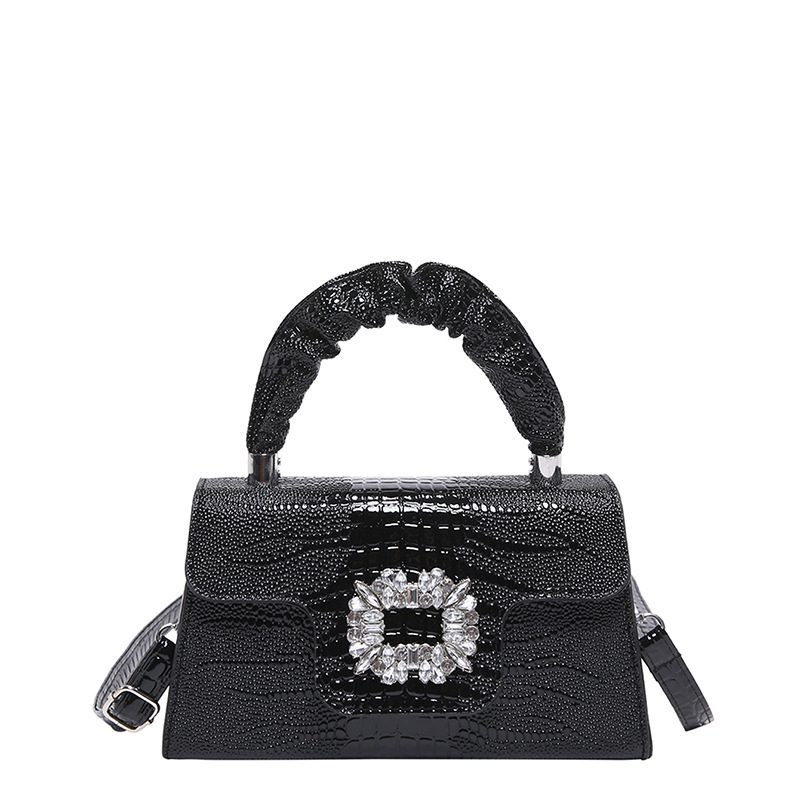 Crocodile Embossed Rhinestone Small Square Crossbody Bag view 5