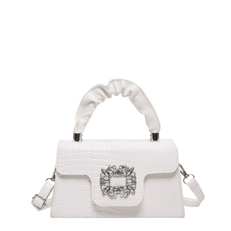 Crocodile Embossed Rhinestone Small Square Crossbody Bag view 7