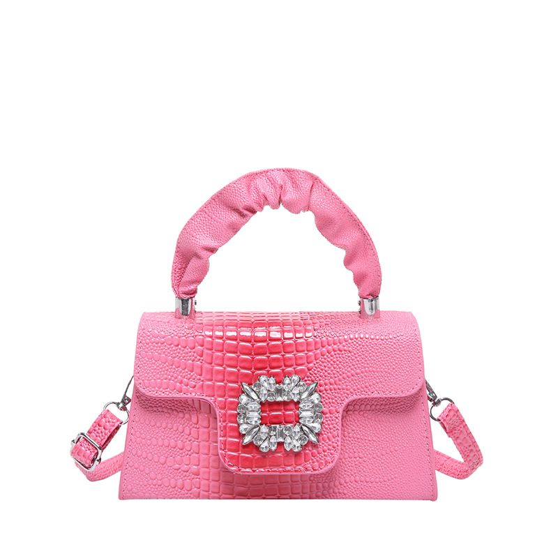 Crocodile Embossed Rhinestone Small Square Crossbody Bag view 9