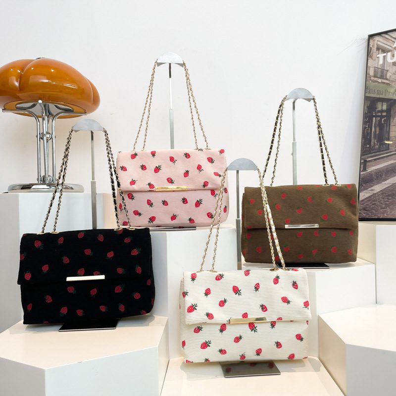 Strawberry Print Shoulder Crossbody Bag