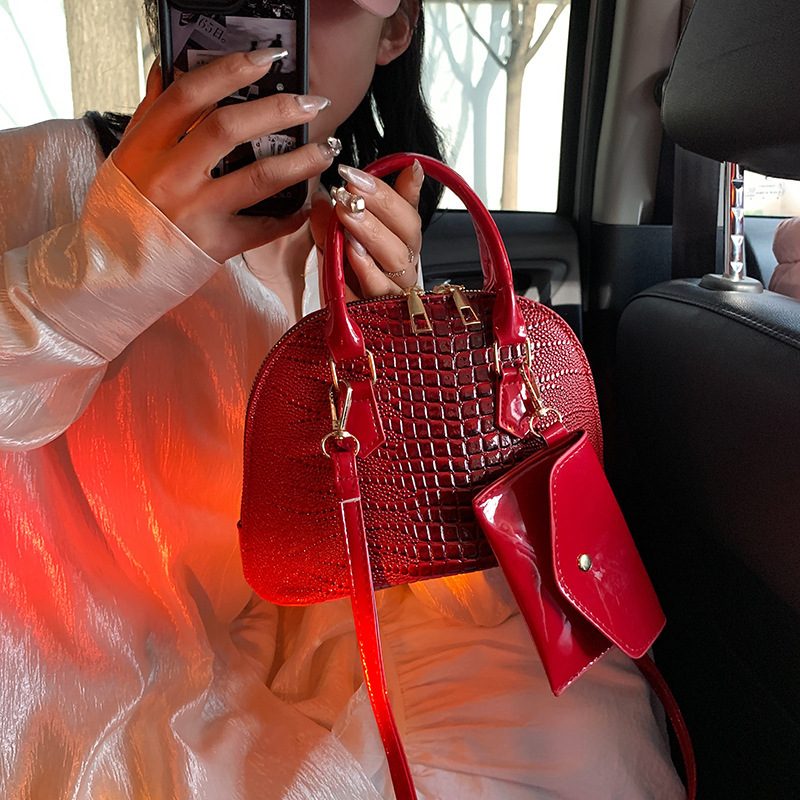 Crocodile Embossed Shell Crossbody Bag