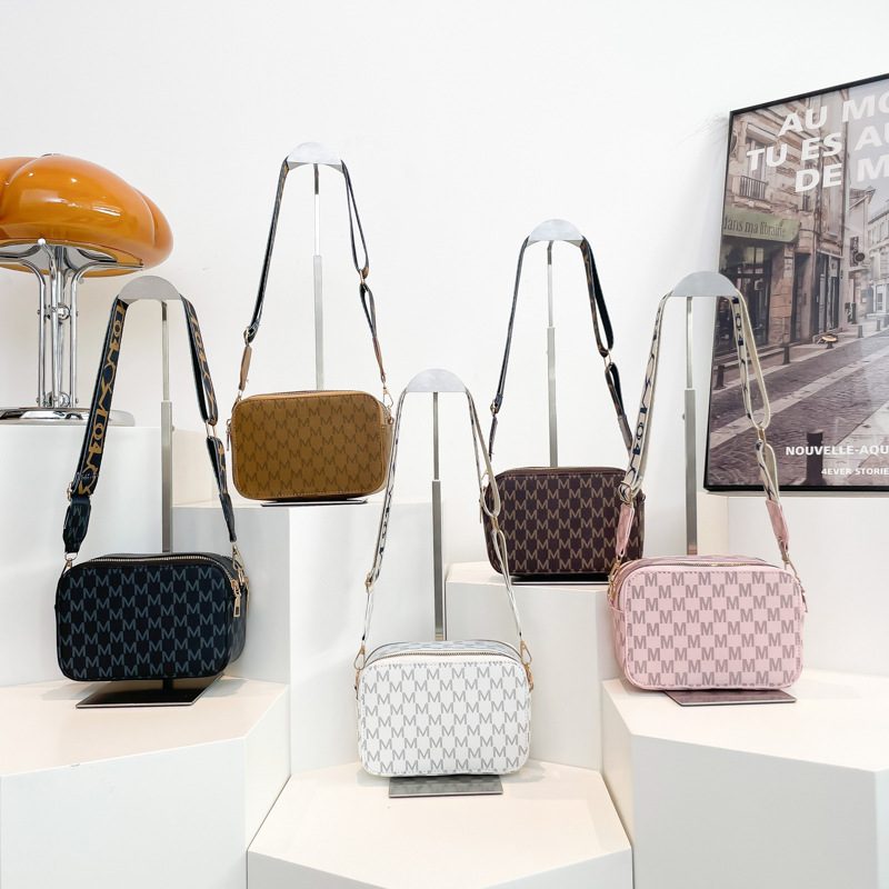 Vintage Print Wide Strap Small Square Crossbody Bag