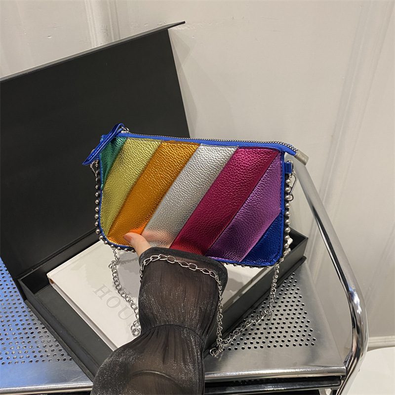 Chain Striped Small Square Crossbody Bag view 2