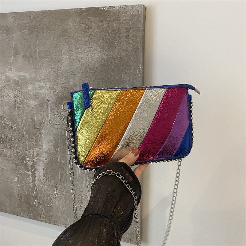 Chain Striped Small Square Crossbody Bag view 4