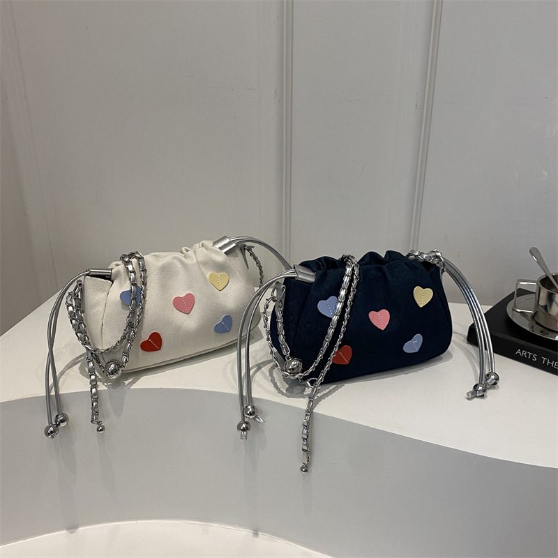 Colorful Heart Print Casual Crossbody Bag