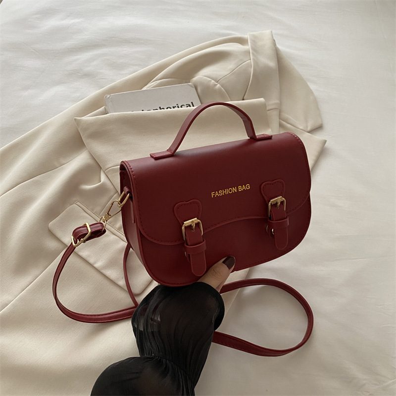 Solid Color Saddle Crossbody Top-Handle Bag