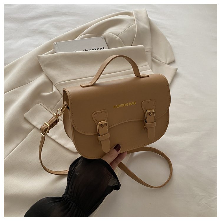 Solid Color Saddle Crossbody Top-Handle Bag view 10
