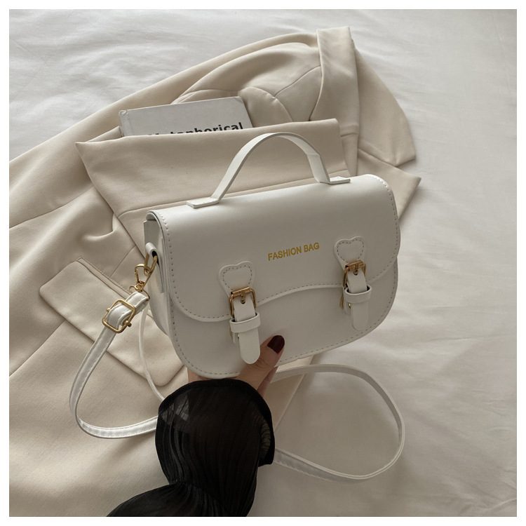 Solid Color Saddle Crossbody Top-Handle Bag view 7